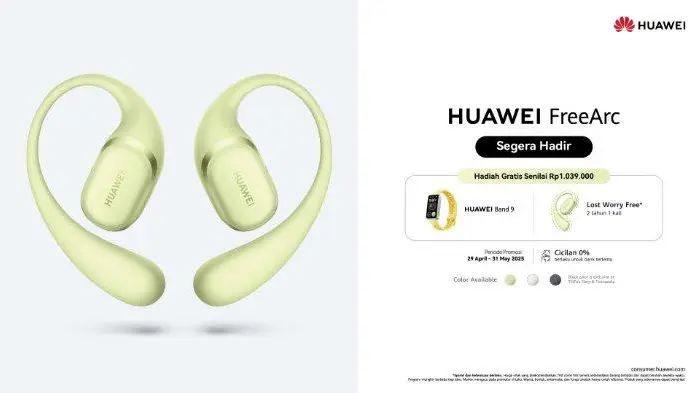 HUAWEI FreeArc Rilis di Indonesia,TWS dengan Desain Earhook Fleksibel Sesuai Bentuk Telinga