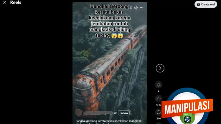 INFOGRAFIK: Video Kereta Berhenti di Tebing Ternyata Buatan AI