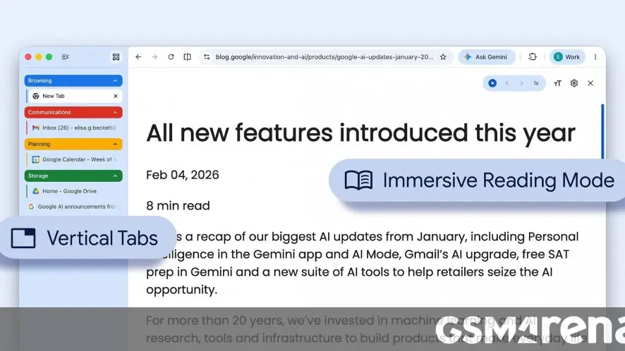 Google Chrome Rilis Fitur Tab Vertikal dan Mode Membaca Imersif