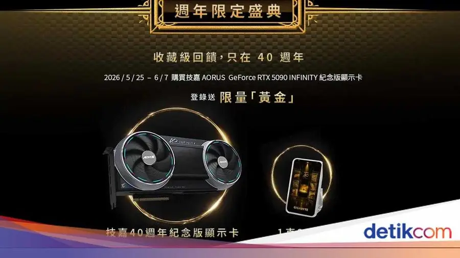Gigabyte Rayakan Ulang Tahun ke-40 dengan Promosi Emas untuk Pembeli RTX 5090