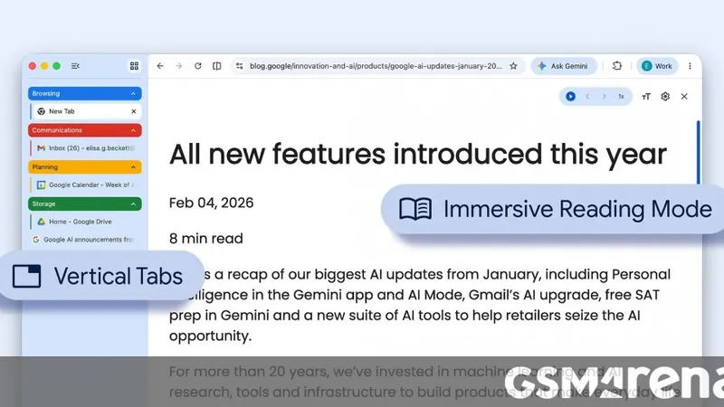 Google Chrome Rilis Fitur Tab Vertikal dan Mode Membaca Imersif